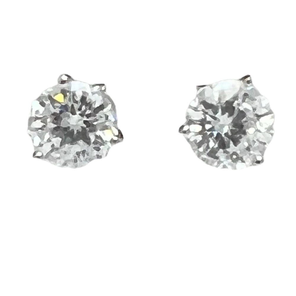 STERLING SILVER  6mm .84 CT ROUND CZ POST STUD EARRINGS